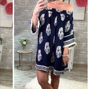 Kori America Off shoulder Navy dress